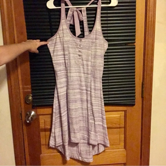 Medium Sundress Kira Avalanche Hi-Low Tank Tie Neck Adjust Snaps Lilac Yellow - Picture 3 of 8
